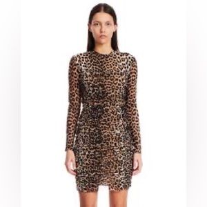 Ganni Leopard Print Dress - Black and Brown